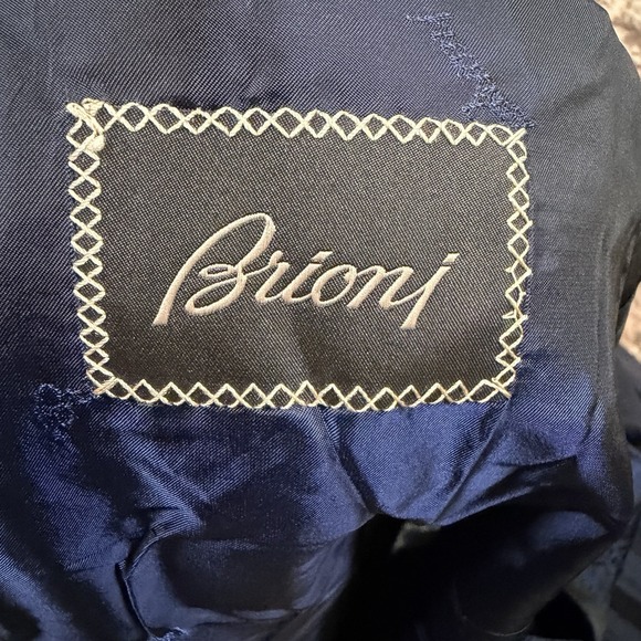 Brioni 2 Piece Suit Italy Men's Blue Pinstripe Two Button Wool 44R 36x30 Luxury - Picture 12 of 16